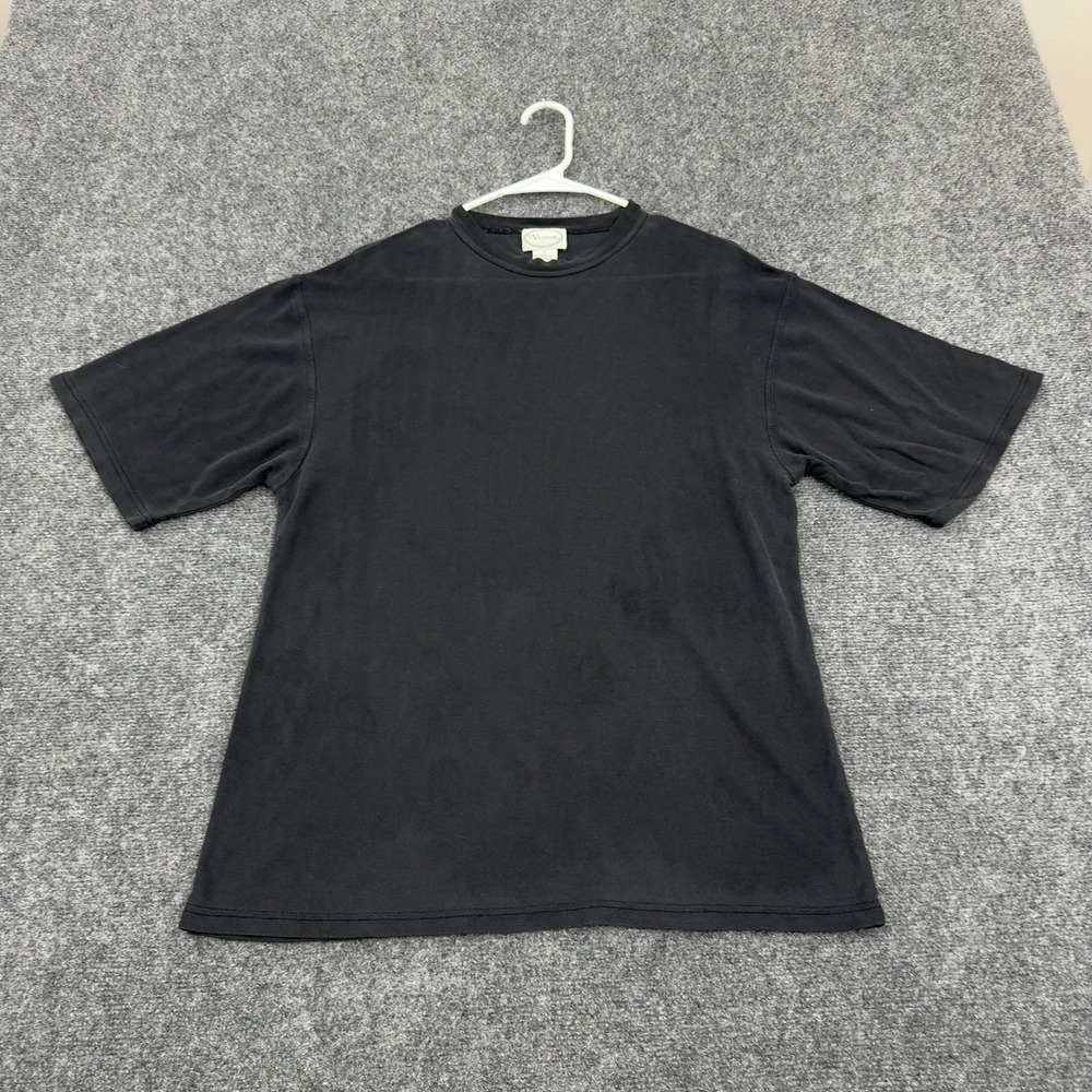 Visitor T-Shirt Mens L Black Silk Short Sleeve Minimalist Luxury Style